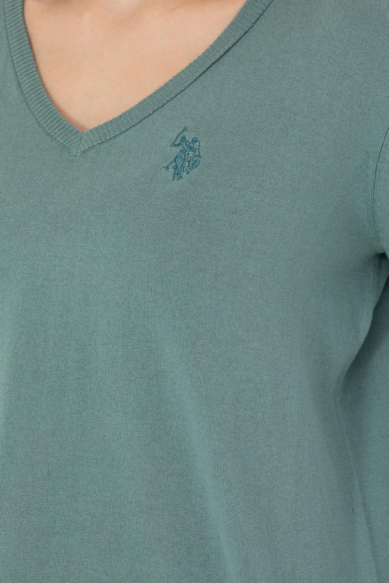 Kadın Mint V Yaka Basic Kazak - 50269016043