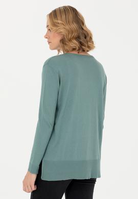 Kadın Mint V Yaka Basic Kazak - 50269016043