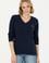 Kadın Lacivert V Yaka Basic Kazak