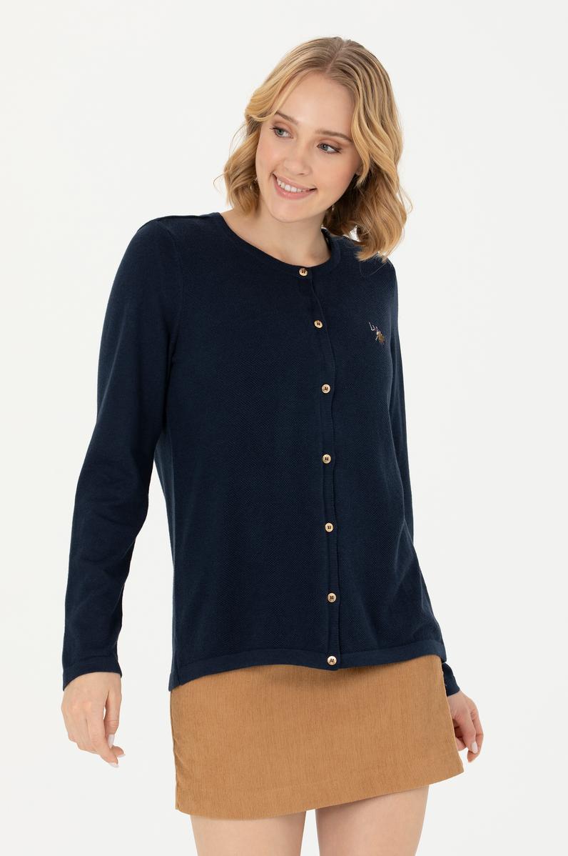 Kadın Lacivert Basic Triko Hırka