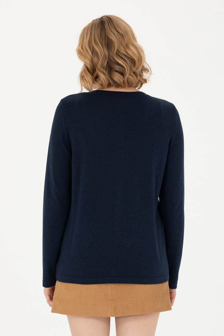 Kadın Lacivert Basic Triko Hırka - 50276610008