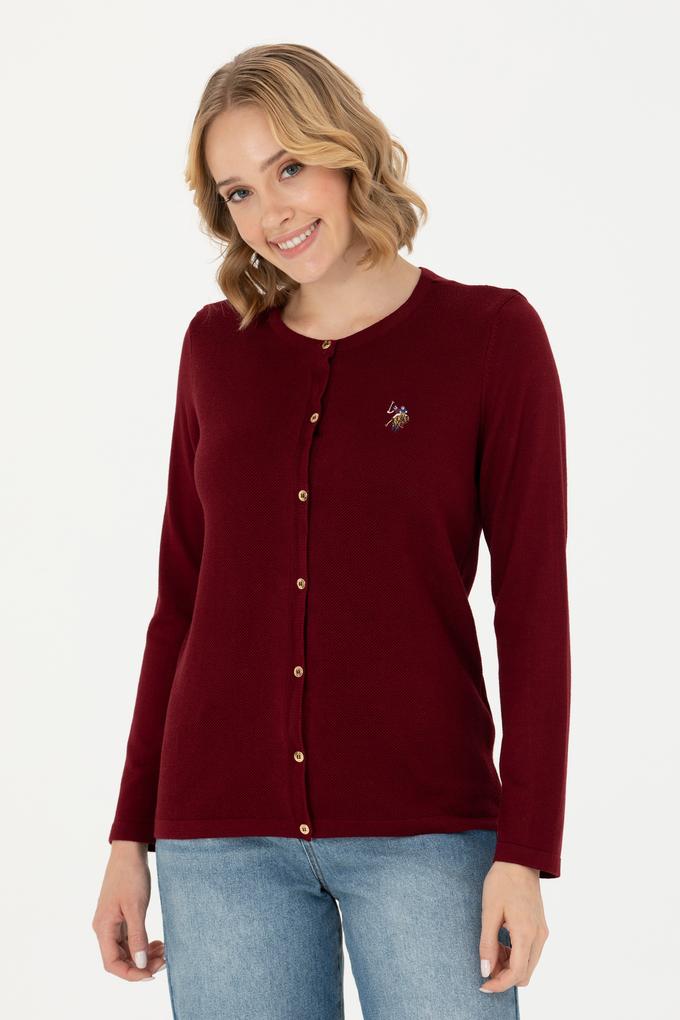 Kadın Bordo Basic Triko Hırka