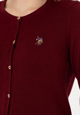 Kadın Bordo Basic Triko Hırka - 50276610016