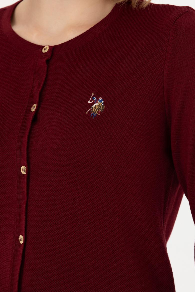 Kadın Bordo Basic Triko Hırka - 50276610016