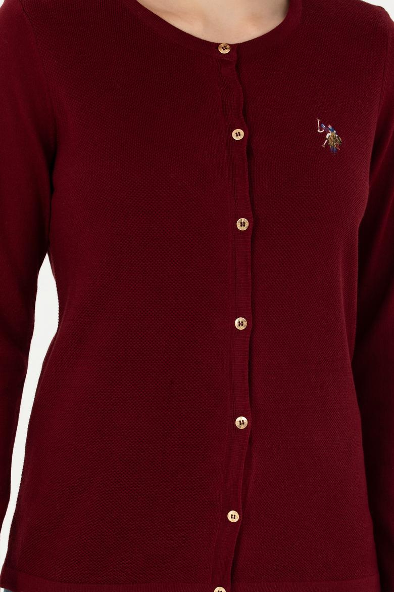 Kadın Bordo Basic Triko Hırka - 50276610016