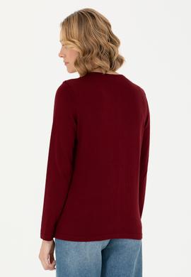 Kadın Bordo Basic Triko Hırka - 50276610016