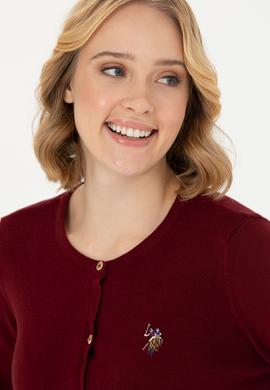 Kadın Bordo Basic Triko Hırka - 50276610016