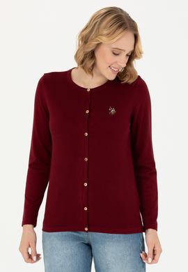 Kadın Bordo Basic Triko Hırka - 50276610016