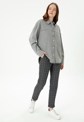 Kadın Gri Jean Gömlek - 50280194007