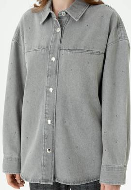 Kadın Gri Jean Gömlek - 50280194007
