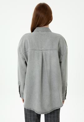Kadın Gri Jean Gömlek - 50280194007