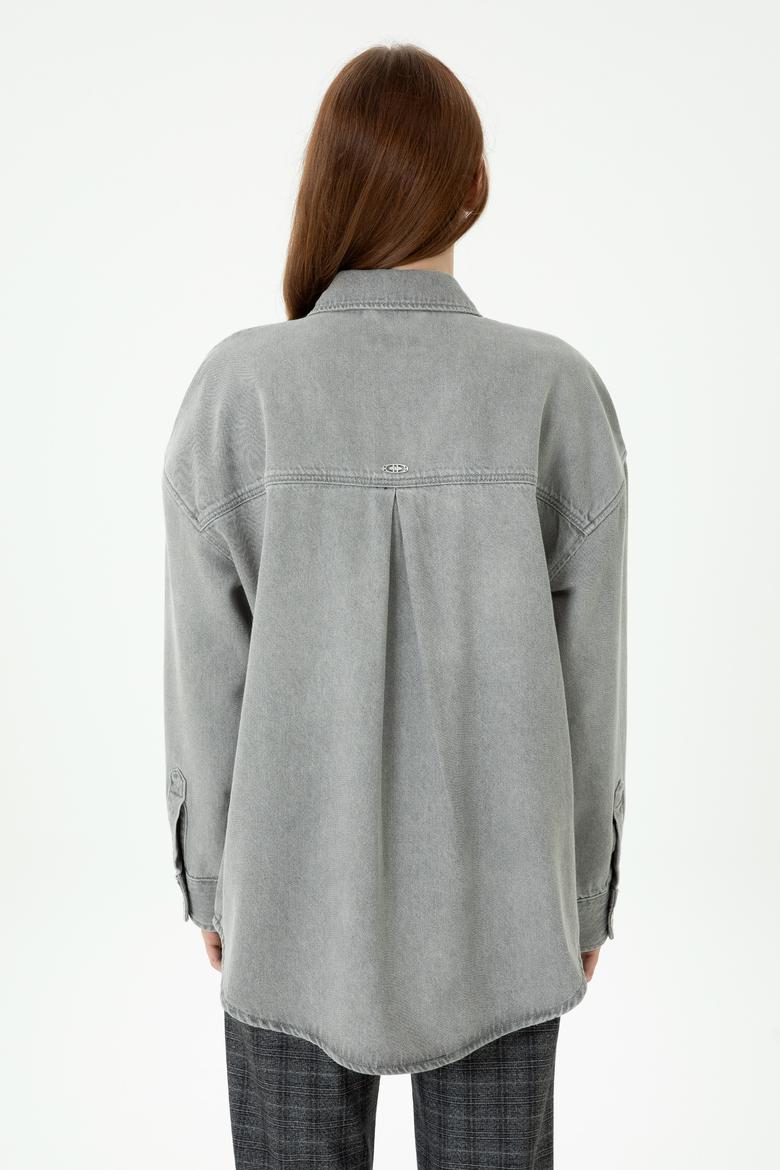Kadın Gri Jean Gömlek - 50280194007