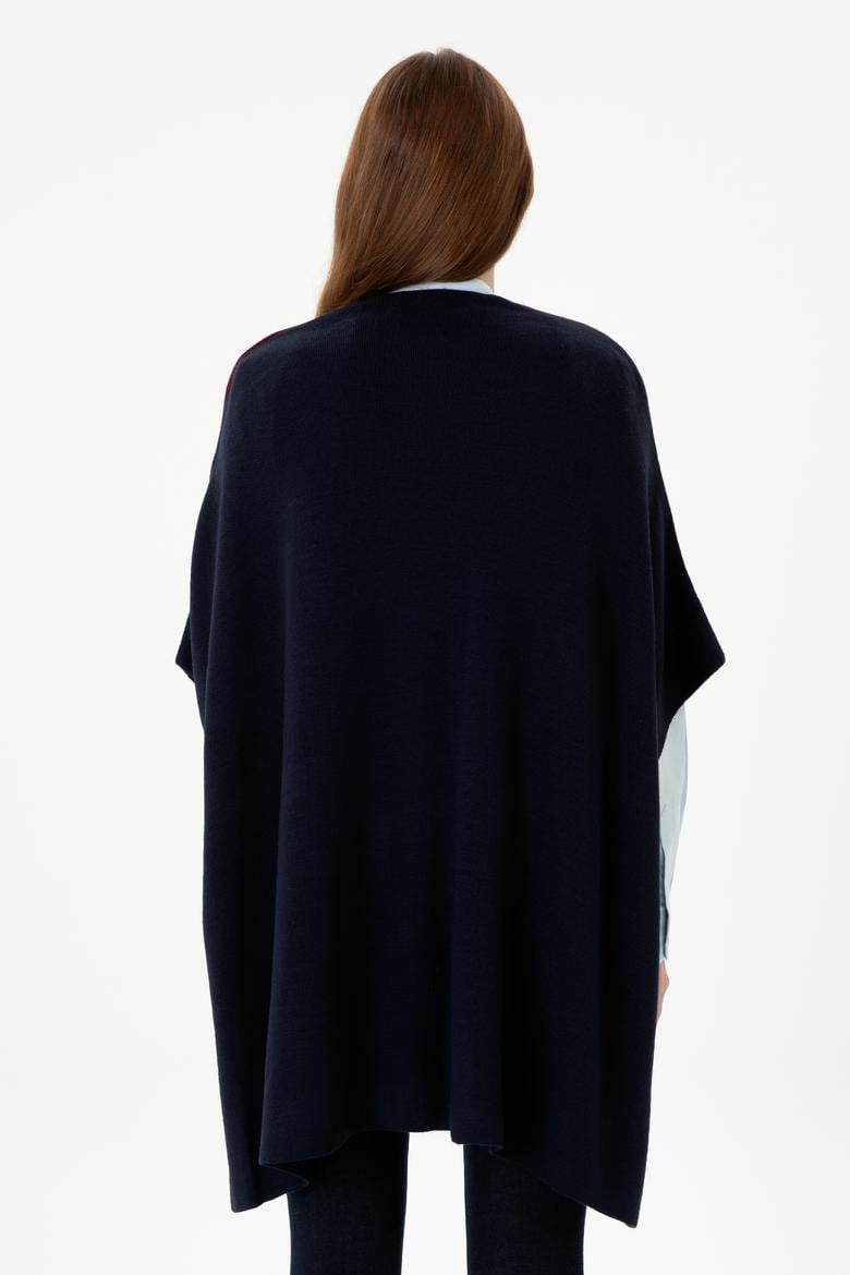 Kadın Lacivert Triko Panço - 50272074001