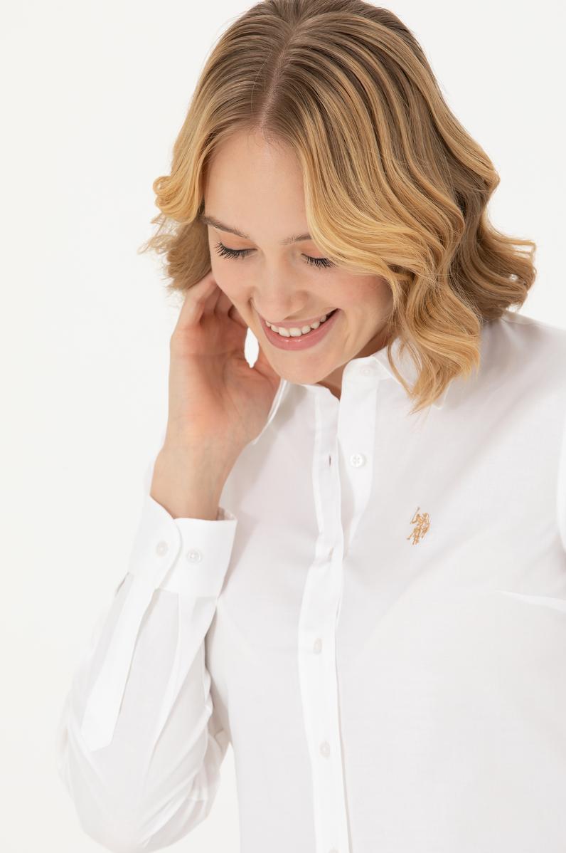 Kadın Beyaz Uzun Kollu Basic Gömlek