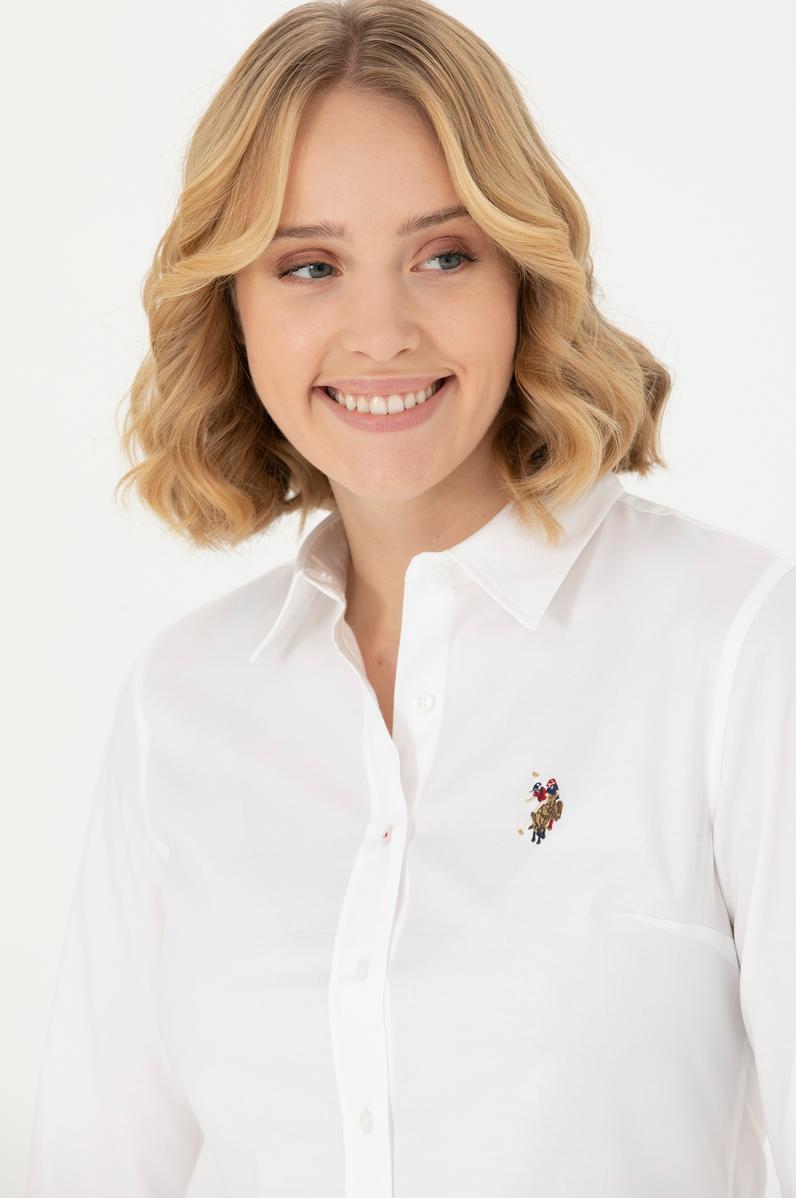 Kadın Beyaz Uzun Kollu Basic Gömlek