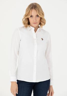 Kadın Beyaz Uzun Kollu Basic Gömlek - 50271268003