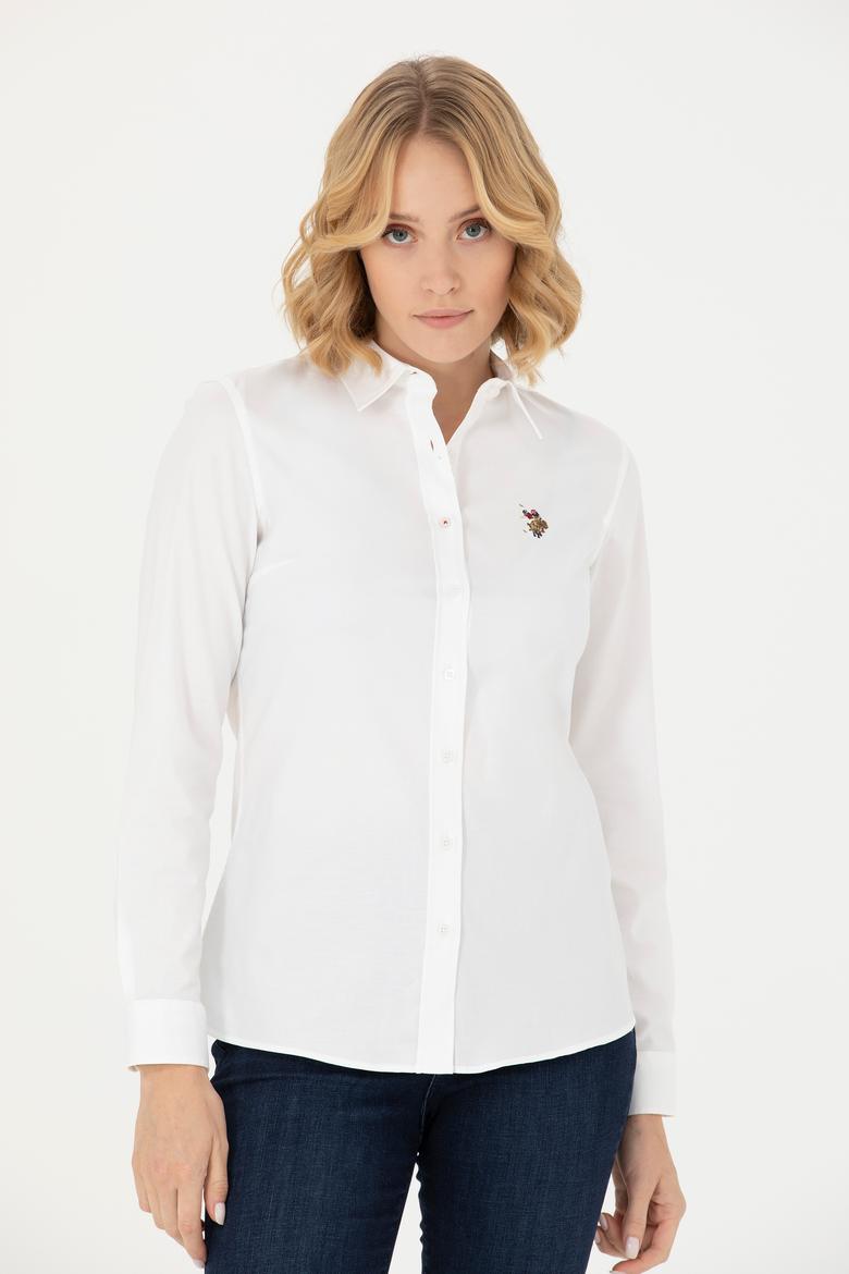 Kadın Beyaz Uzun Kollu Basic Gömlek - 50271268003