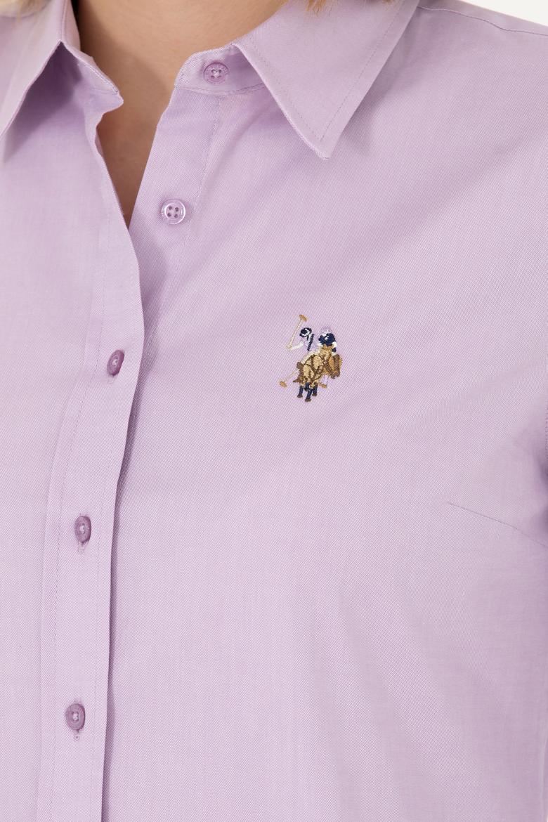 Kadın Lila Uzun Kollu Basic Gömlek - 50271268035