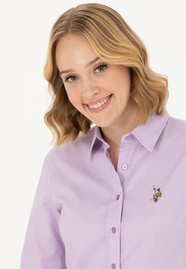 Kadın Lila Uzun Kollu Basic Gömlek - 50271268035