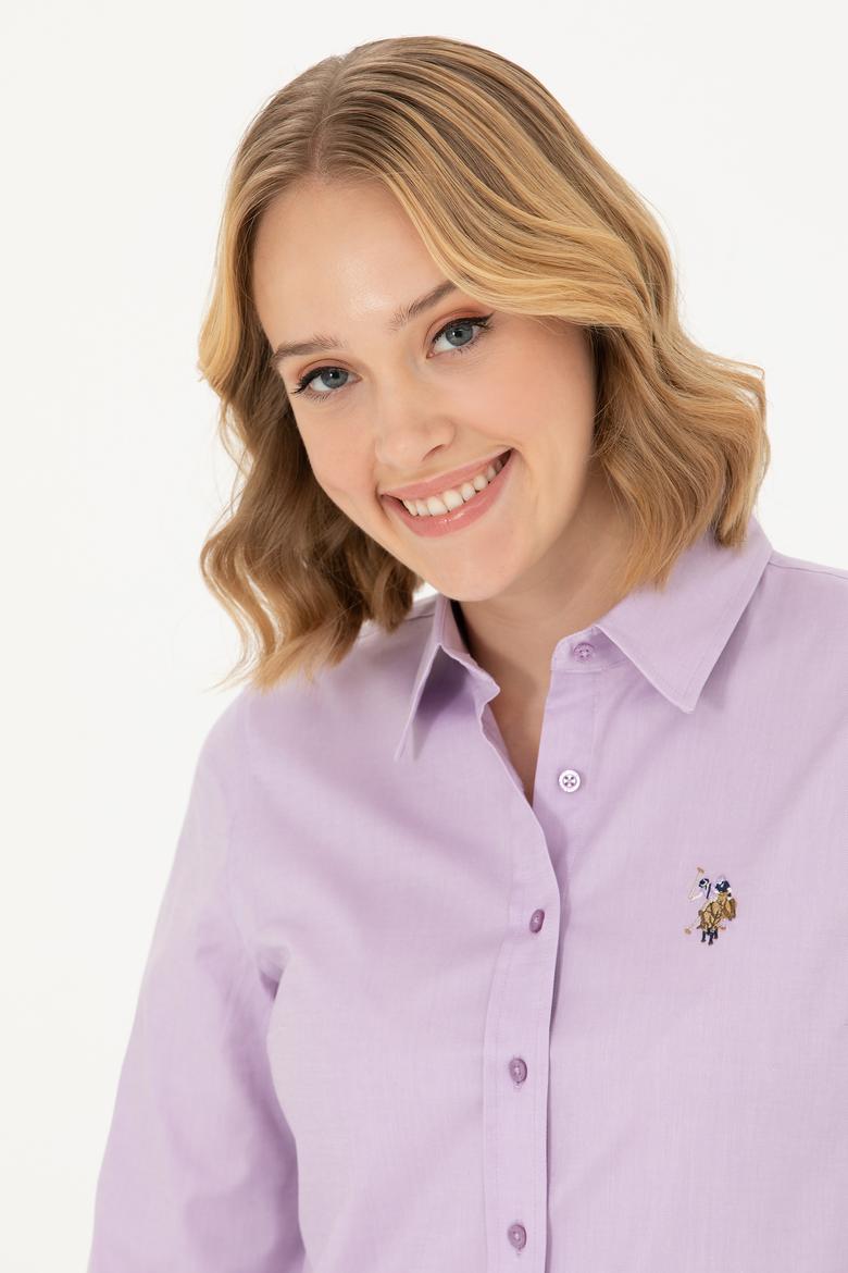 Kadın Lila Uzun Kollu Basic Gömlek - 50271268035