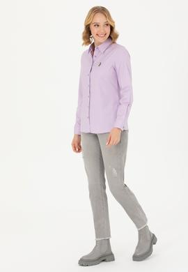 Kadın Lila Uzun Kollu Basic Gömlek - 50271268035