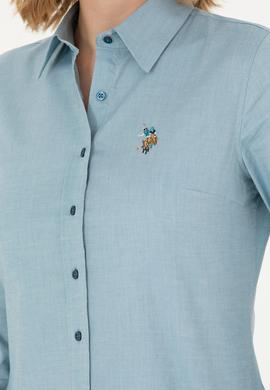 Kadın Petrol Uzun Kollu Basic Gömlek - 50271268099