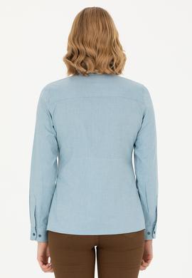 Kadın Petrol Uzun Kollu Basic Gömlek - 50271268099