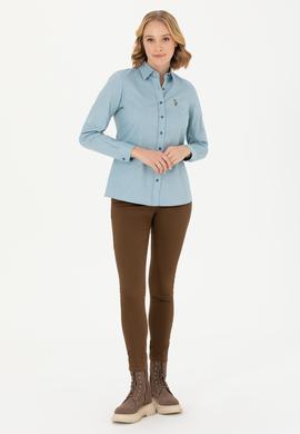 Kadın Petrol Uzun Kollu Basic Gömlek - 50271268099