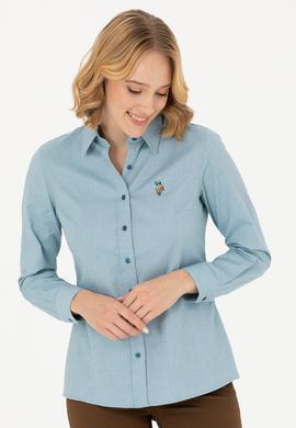 Kadın Petrol Uzun Kollu Basic Gömlek - 50271268099