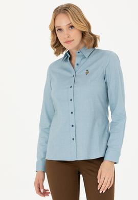 Kadın Petrol Uzun Kollu Basic Gömlek - 50271268099