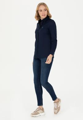 Kadın Lacivert Uzun Kollu Basic Gömlek - 50262851019