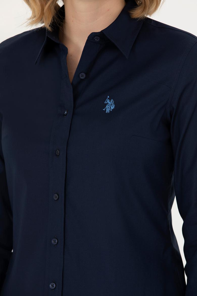 Kadın Lacivert Uzun Kollu Basic Gömlek - 50262851019