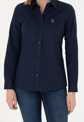 Kadın Lacivert Uzun Kollu Basic Gömlek - 50262851019