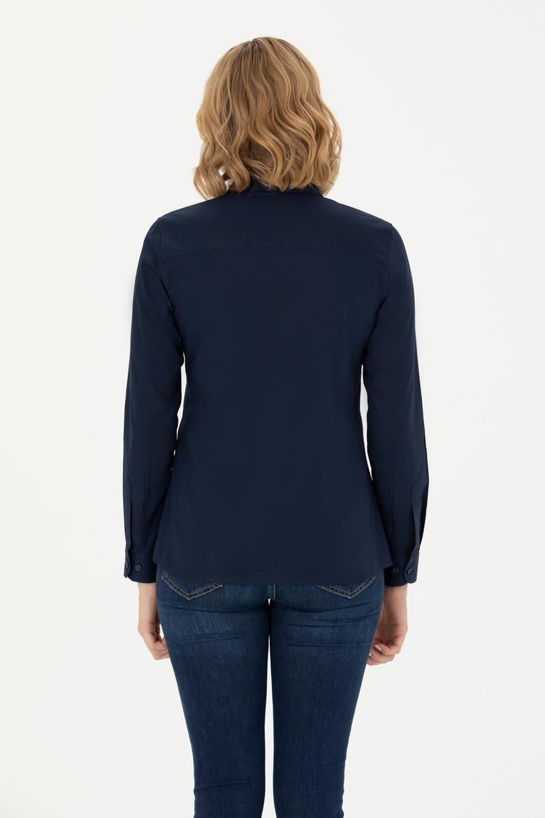 Kadın Lacivert Uzun Kollu Basic Gömlek - 50262851019
