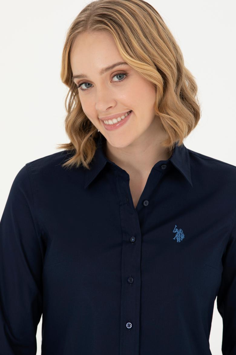 Kadın Lacivert Uzun Kollu Basic Gömlek - 50262851019