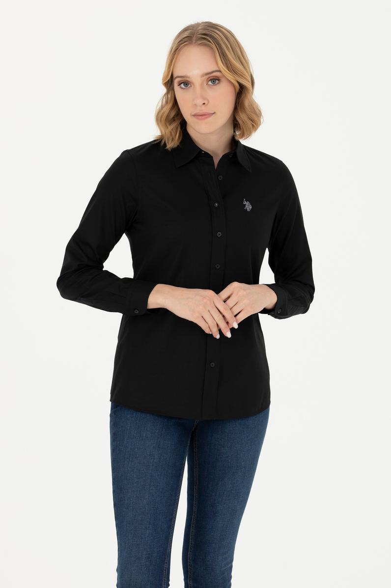 Kadın Siyah Uzun Kollu Basic Gömlek