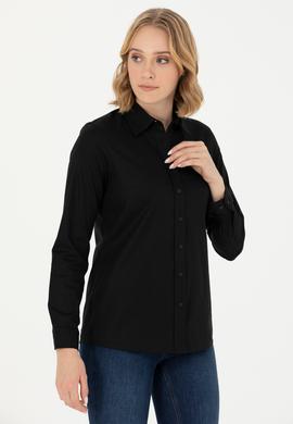 Kadın Siyah Uzun Kollu Basic Gömlek - 50262851035