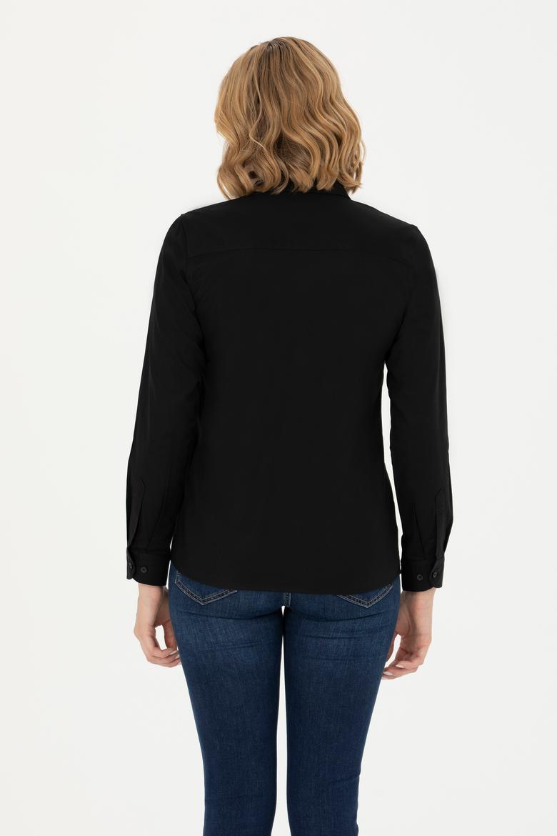 Kadın Siyah Uzun Kollu Basic Gömlek - 50262851035