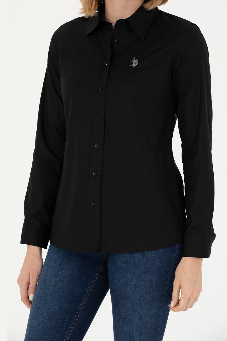 Kadın Siyah Uzun Kollu Basic Gömlek - 50262851035