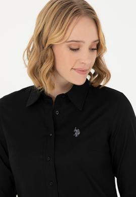 Kadın Siyah Uzun Kollu Basic Gömlek - 50262851035