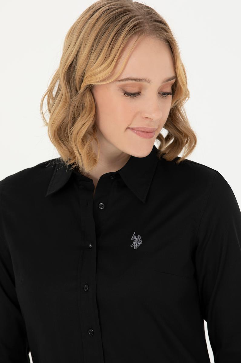Kadın Siyah Uzun Kollu Basic Gömlek