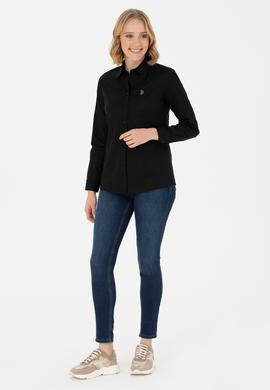 Kadın Siyah Uzun Kollu Basic Gömlek - 50262851035