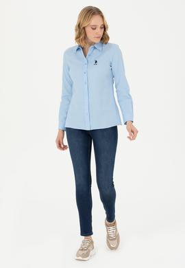 Kadın Mavi Uzun Kollu Basic Gömlek - 50262887123