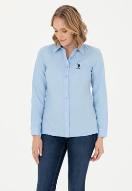 Kadın Mavi Uzun Kollu Basic Gömlek - 50262887123