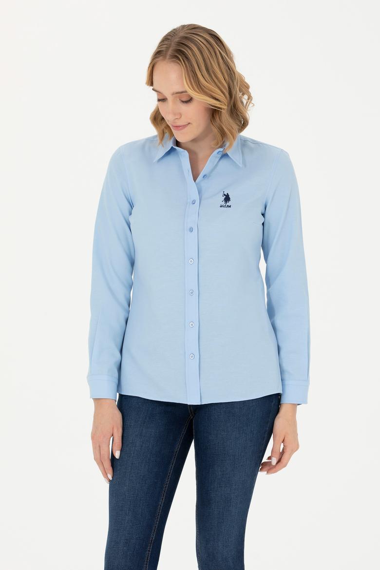 Kadın Mavi Uzun Kollu Basic Gömlek - 50262887123