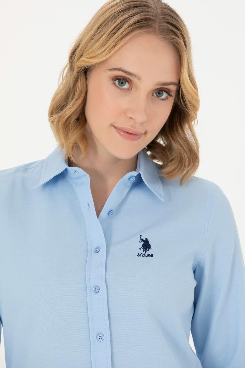 Kadın Mavi Uzun Kollu Basic Gömlek - 50262887123