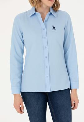 Kadın Mavi Uzun Kollu Basic Gömlek - 50262887123