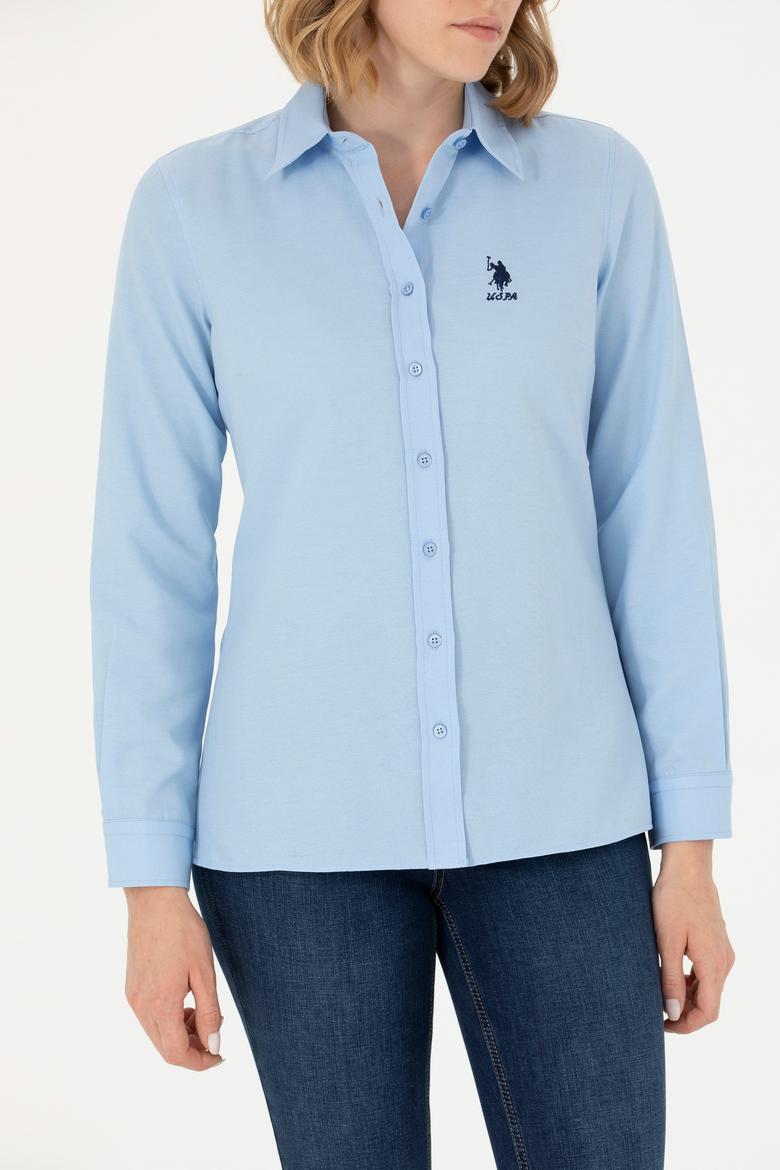 Kadın Mavi Uzun Kollu Basic Gömlek - 50262887123