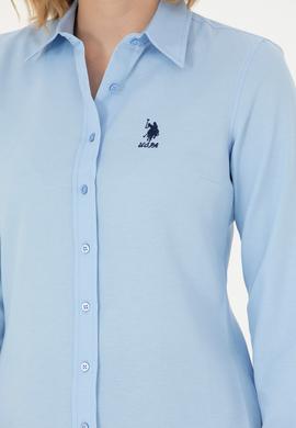 Kadın Mavi Uzun Kollu Basic Gömlek - 50262887123