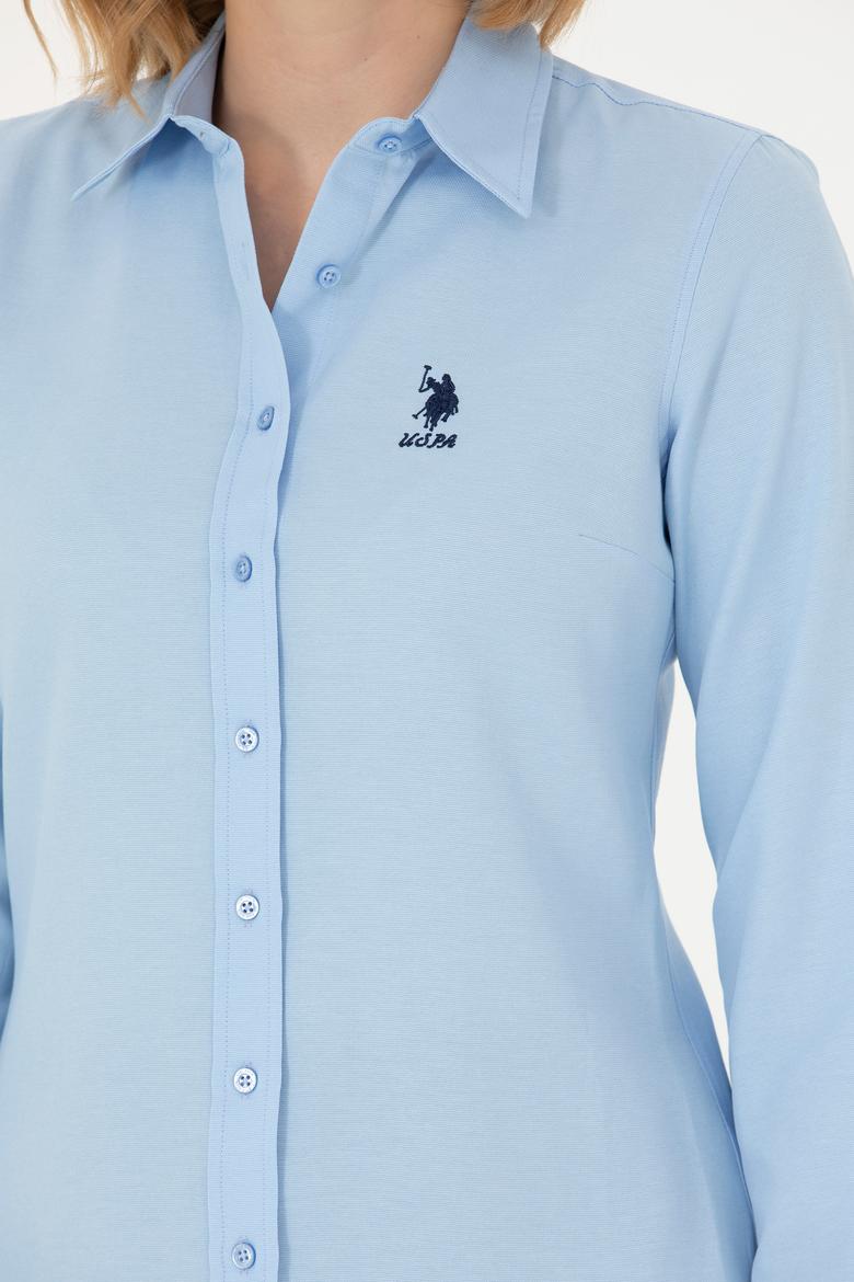 Kadın Mavi Uzun Kollu Basic Gömlek - 50262887123